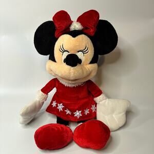 Christmas Minnie Mouse Stuffed Animal Disney Plush Snowflake Minnie